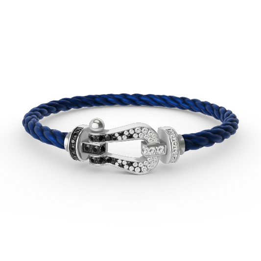 [Lira Jewelry]FORCE LARGE HORSESHOE BLACK WHITE DIAMOND BRACELET SILVER
