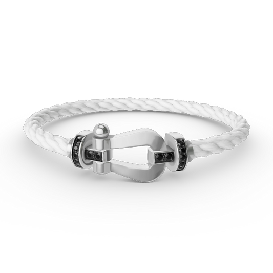 [Lira Jewelry]FORCE LARGE HORSESHOE BLACK DIAMOND BRACELET SILVER