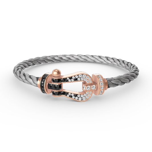 [Lira Jewelry]FORCE LARGE HORSESHOE BLACK WHITE DIAMOND BRACELET ROSE GOLD