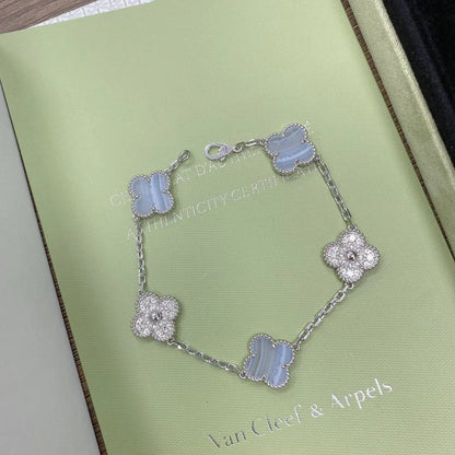 [Lira Jewelry] CLOVER 5 MOTIF PURPLE CHALCEDONY BRACELET COLLECTION