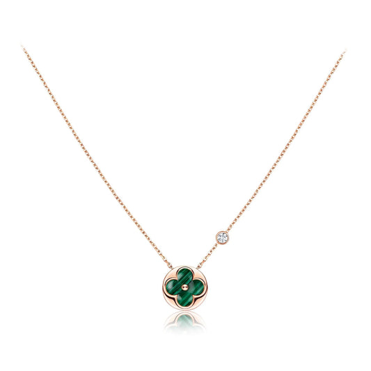 [Lira Jewelry]SUN PEDANT PINK GOLD 1 DIAMOND NECKLACE