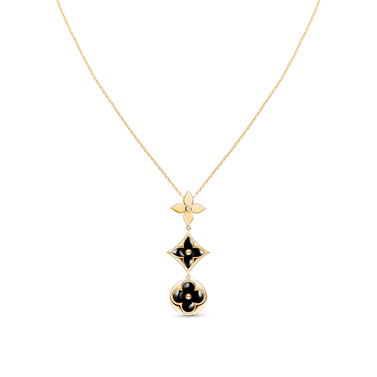 [Lira Jewelry]STAR AND SUN ONYX PINK GOLD NECKLACE