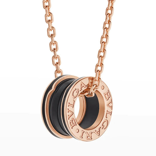 [Lira Jewelry]ZERO 1 BLACK CERAMIC PINK GOLD NECKLACE