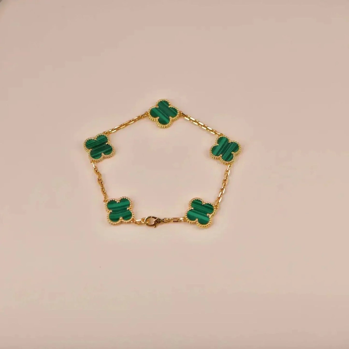 [Lira Jewelry] CLOVER 5 MOTIF MALACHITE BRACELET COLLECTION