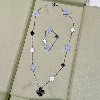 [Lira Jewelry]DETACHABLE CLOVER 15(11+4) FLOWER SILVER NECKLACE SET