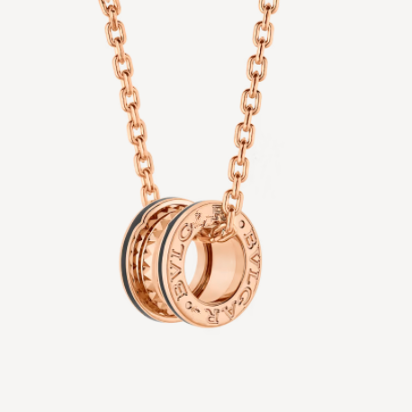 [Lira Jewelry]ZERO 1 ROCK PEDANT PINK GOLD BLACK NECKLACE