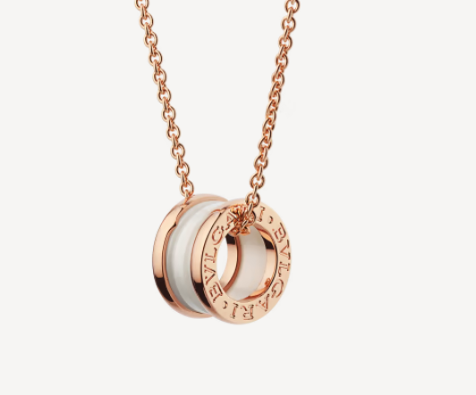 [Lira Jewelry]ZERO 1 WHITE CERAMIC PINK GOLD NECKLACE