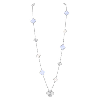 [Lira Jewelry]DETACHABLE CLOVER 15(11+4) FLOWER SILVER NECKLACE SET