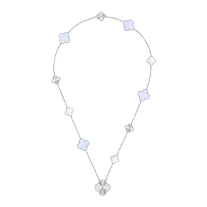 [Lira Jewelry]DETACHABLE CLOVER 15(11+4) FLOWER SILVER NECKLACE SET