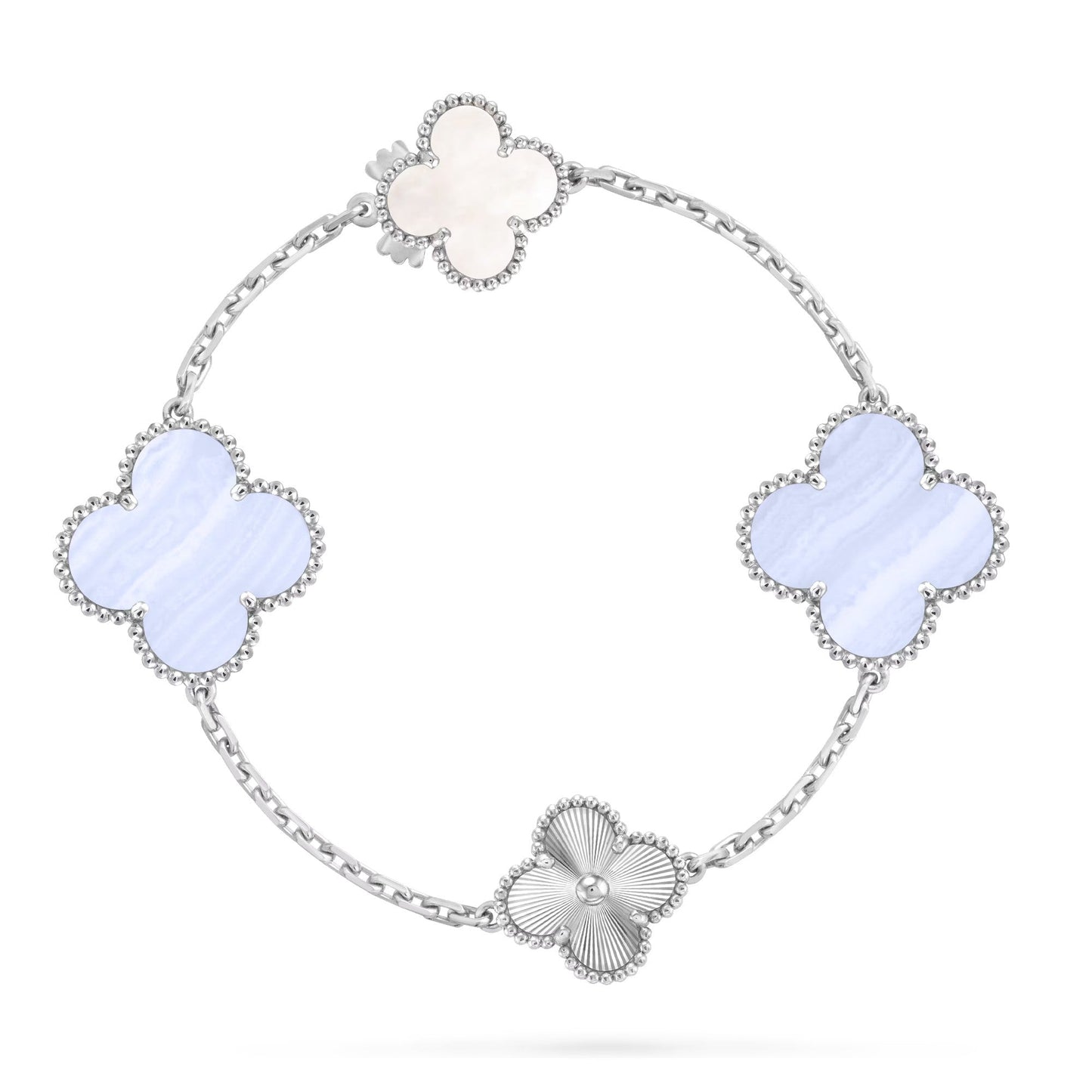 [Lira Jewelry]DETACHABLE CLOVER 15(11+4) FLOWER SILVER NECKLACE SET