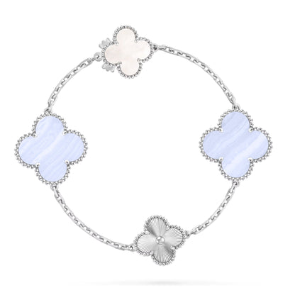 [Lira Jewelry]DETACHABLE CLOVER 15(11+4) FLOWER SILVER NECKLACE SET