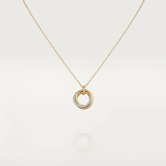[Lira Jewelry]TRINITY NECKLACE SILVER GOLD PINK GOLD DIAMONDS