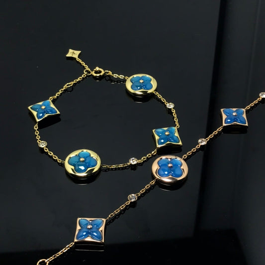 [Lira Jewelry]STAR AND SUN 4 MOTIF BLUE BRACELET