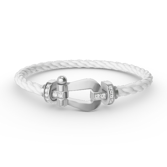 [Lira Jewelry]FORCE LARGE HORSESHOE HALF DIAMOND BRACELET SILVER