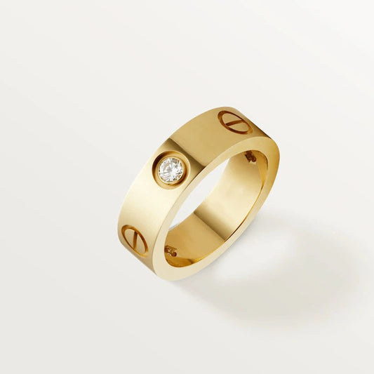 [Lira Jewelry]LOVE RING 5.5MM 3 DIAMONDS PINK GOLD