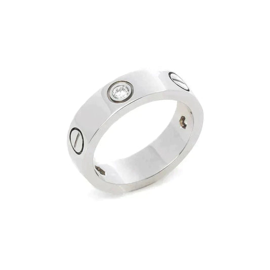 [Lira Jewelry]LOVE RING 5.5MM 3 DIAMONDS SILVER